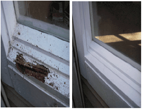 lenexa ks wood rot repair company making wood rot repairs on a exterior home