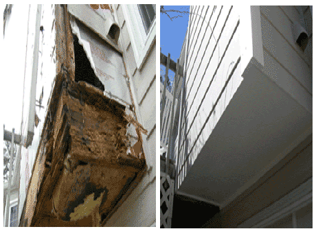 wood rot repair company in overland park ks making wood rot repairs on a house